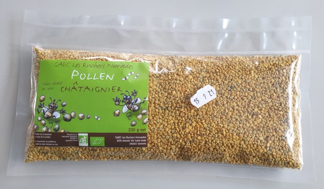 pollen sec bio de châtaignier en sachet de 230 gr